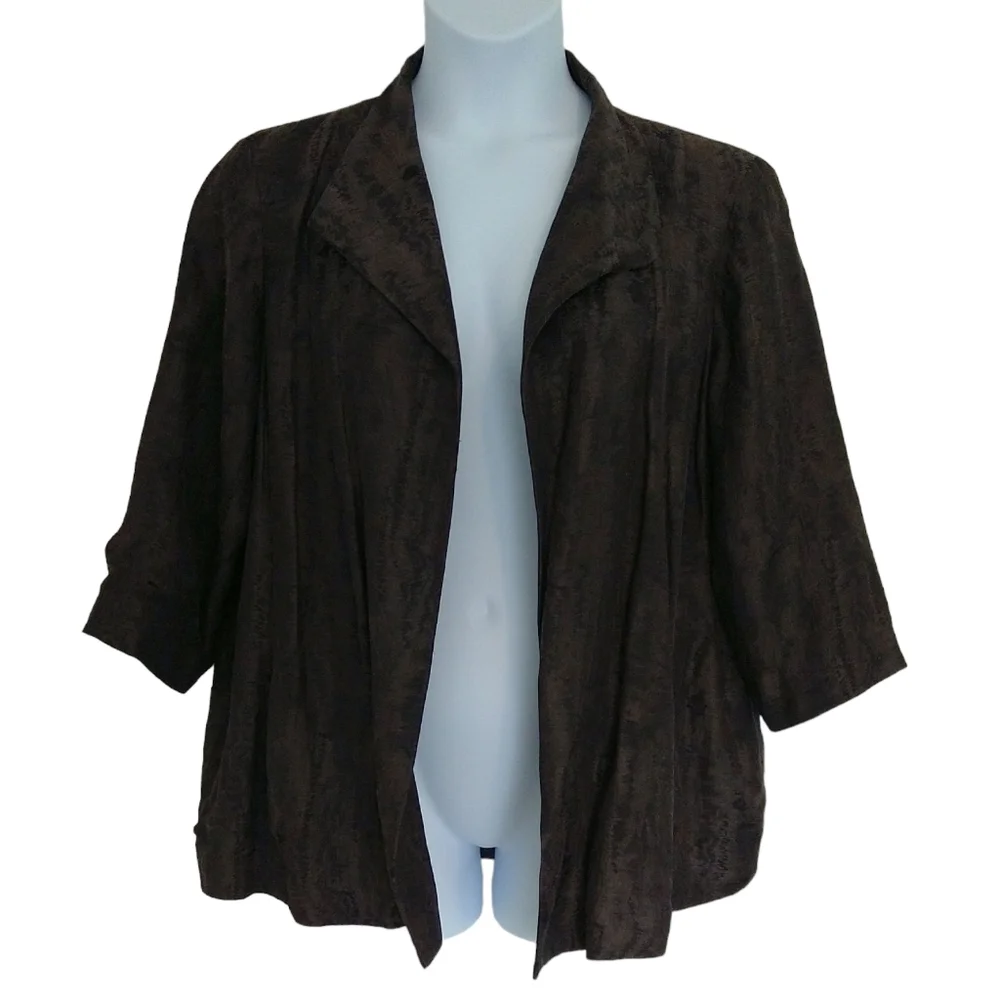 Elegant Eileen Fisher Women's Jacket Size 1X Brown Italian Fabric Comfort Modern
